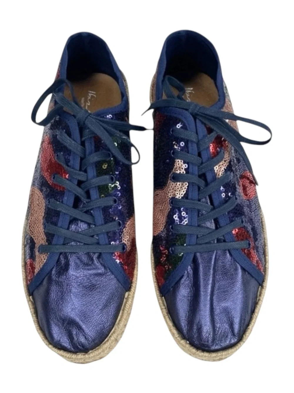 Ibizas ༄ Sequin Platform Espadrilles Lace Up Sneakers ༄ Navy Red Pink༄ 40 9 9.5